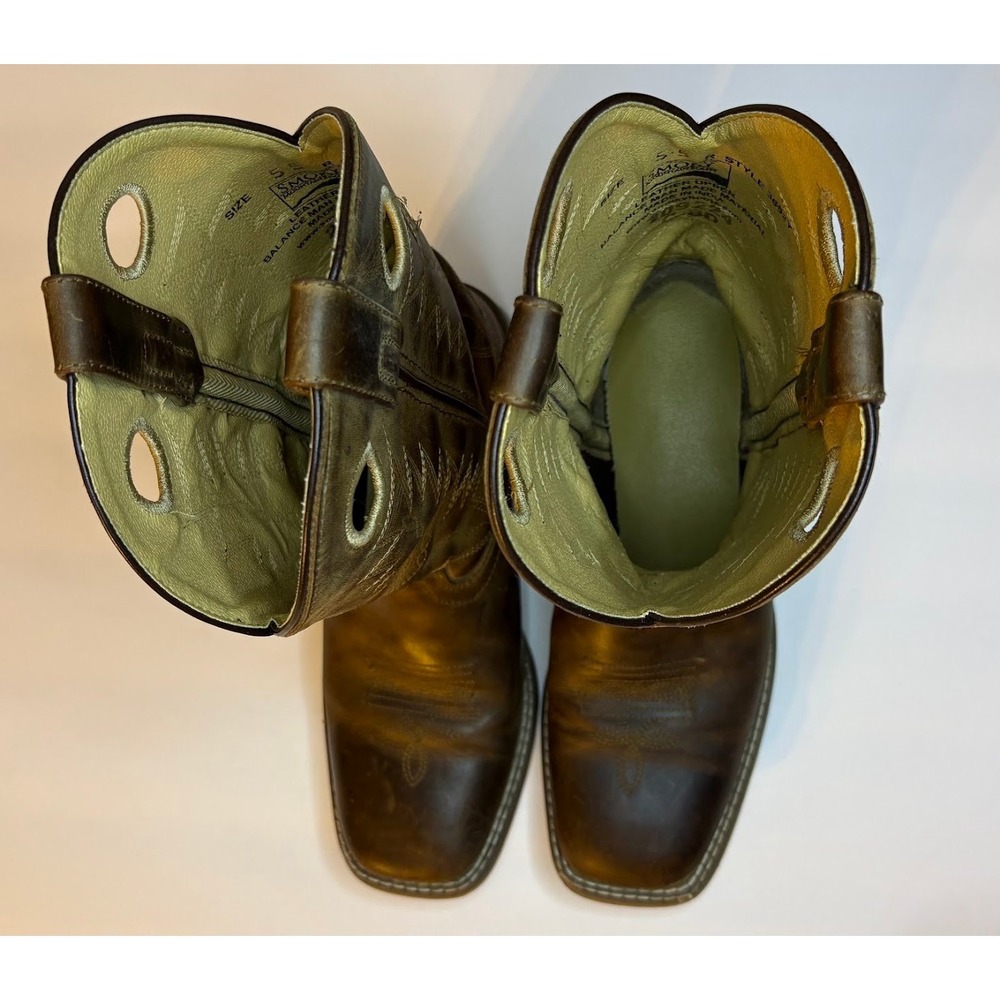 Smoky Mountain Brown Distressed Leather Square Toe Cowboy Boots 3882Y Men 5.5 - Picture 6 of 9